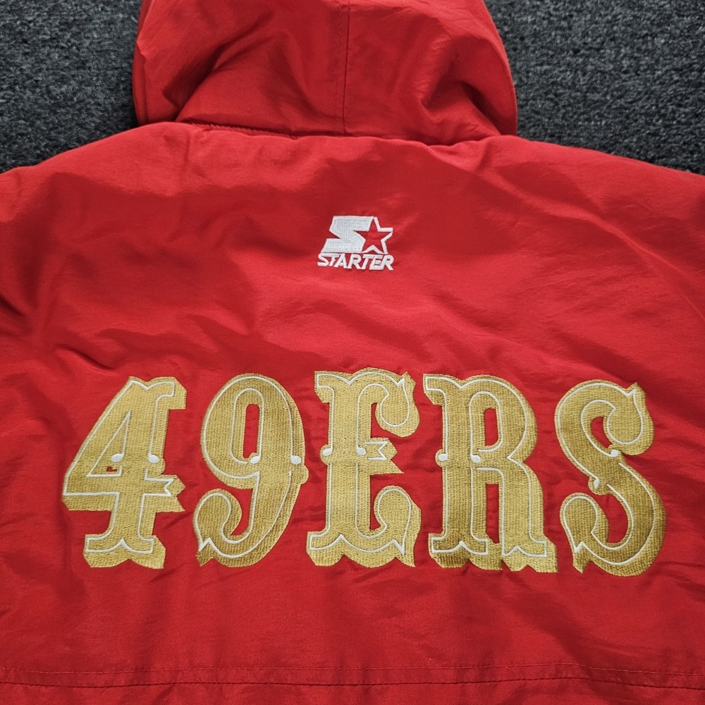 Vintage Starter San Francisco 49ers Jacket Mens Large Red Full Zip Hooded 90s - Picture 10 of 15